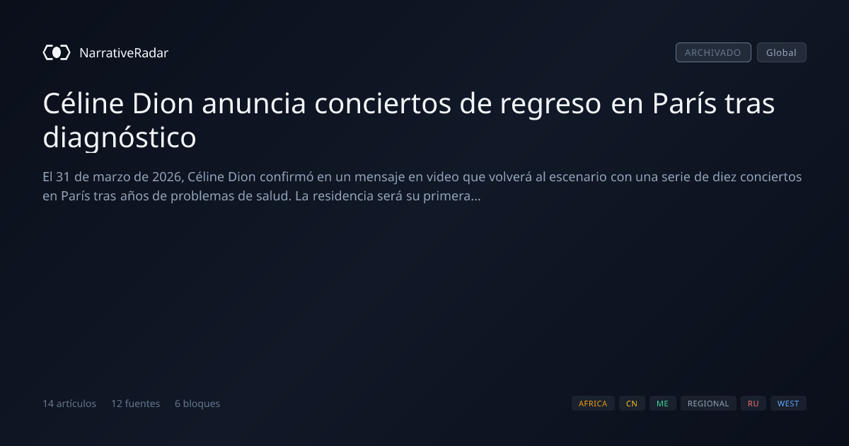 Céline Dion anuncia conciertos de regreso en París tras diagnóstico