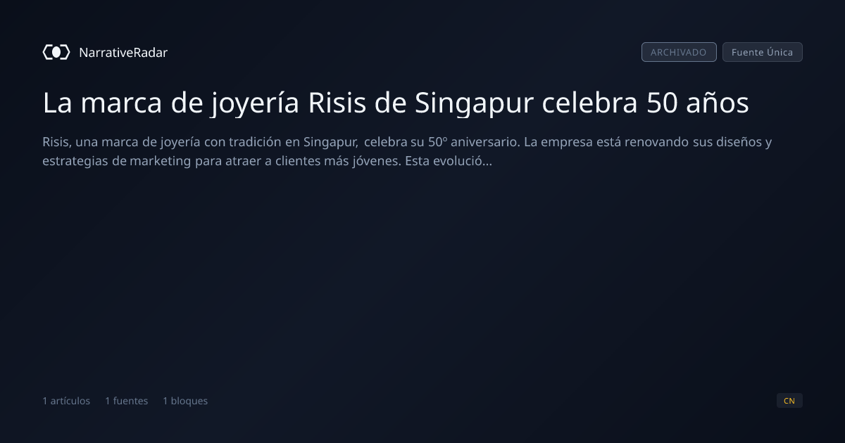 La marca de joyería Risis de Singapur celebra 50 años