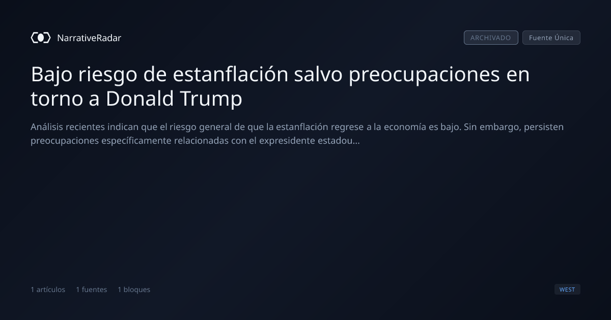 Bajo riesgo de estanflación salvo preocupaciones en torno a Donald Trump