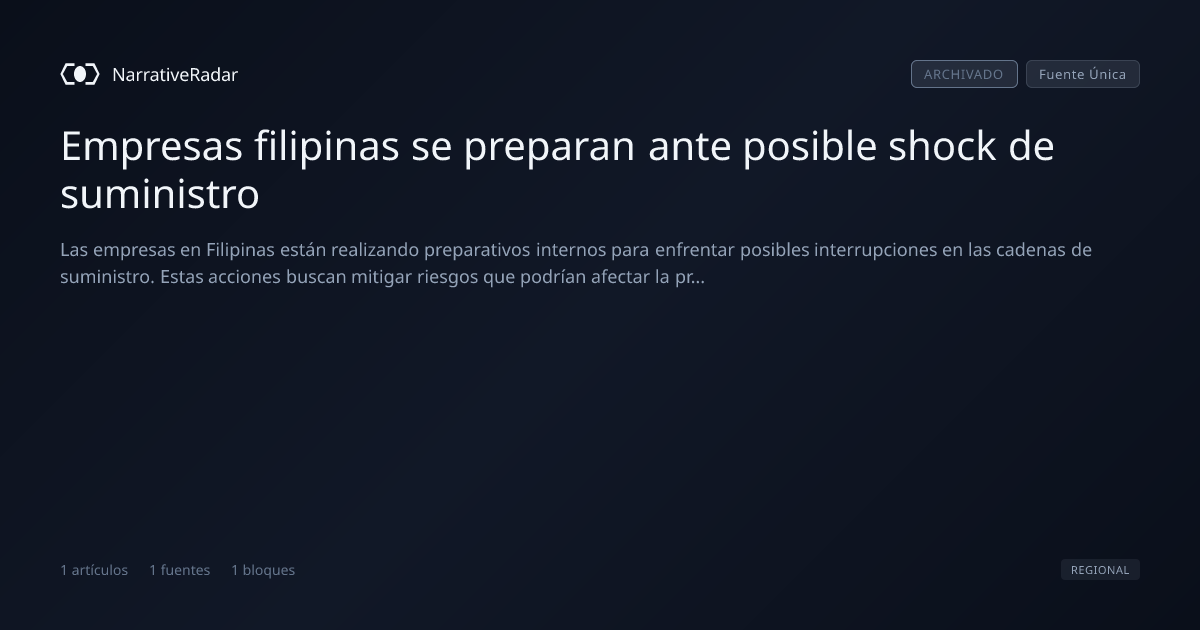 Empresas filipinas se preparan ante posible shock de suministro